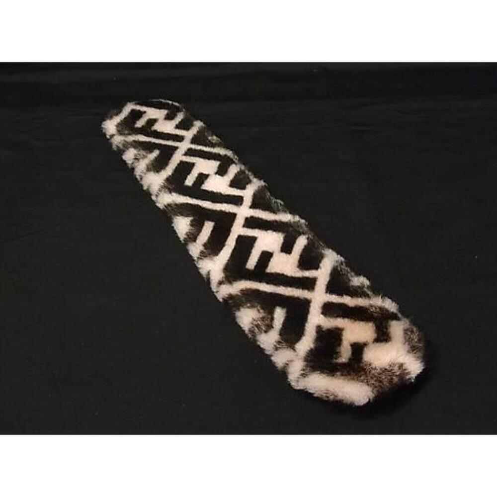 FENDI Zucca Strap Through Fur Bag Shoulder Pad Ivory White